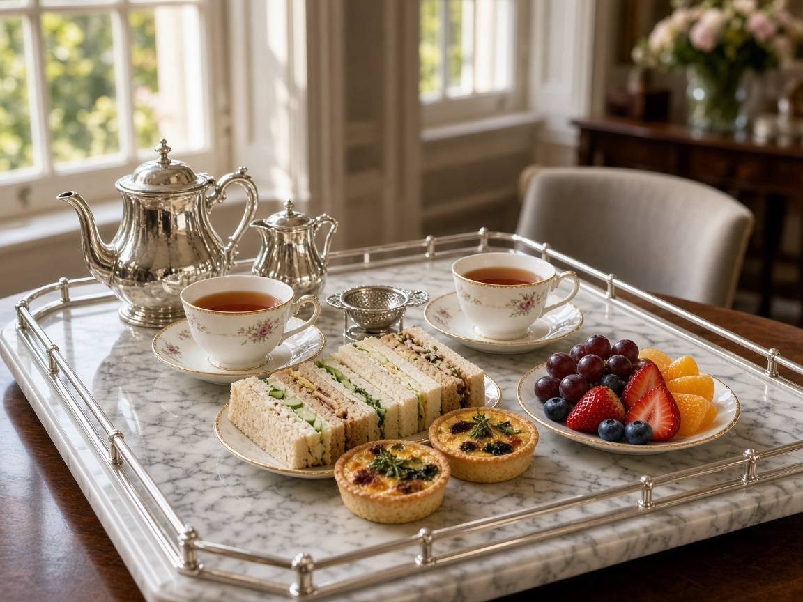Garden afternoon tasting service with tea